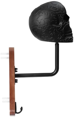Motorradhelm Halterung mit edler Holzbasis und Haken für Jacken & Mäntel