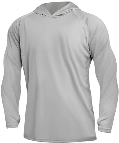 DiULi Veste Anti-UV Homme à Capuche - Manches Longues Respirantes UPF50+, Léger & Rapide Séchage, Parfait pour Randonnée, Voyage et Sport,Gris,XL