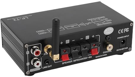 Topiky 2.1 Canale Bluetooth 5.1 Amplificatore Stereo, Amplificatore HIFI con Adattatore di Alimentazione, 50wx2rms Amplificatore Digitale HIFI Coassiale (A)