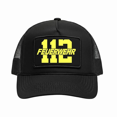 UGLYSHIRT Feuerwehr Cap | Snapback Mütze für Feuerwehr & Freiwillige Feuerwehr - Verstellbare Basecap Herren – Schwarze Schirmmütze für Einsatz & Freizeit | M4