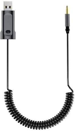 Leloco Bluetooth 5.2 AUX Einziehbare Feder Adapter Auto–Klinke 3,5mm Bluetooth Empfänger,für Freisprechanruf und Wireless Musik kompatibel mit Auto mit Aux und USB Anschluss, Lautsprecher, Verstärker