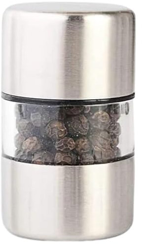 Salzmühle - Molino De Especias De Acero Inoxidable Con Molinillo De Cerámica | Mini Molino De Sal Y Pimienta Para Molienda Fina | Molinos De Sal Para Rellenar Para La Mesa De La Cocina Camping S