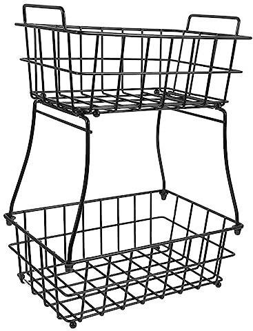 Healifty 2nivel Frutero De Alambre De Cesta Para Frutas y Pan De Metal Organizador De Cocina Para Mostrar Snacks La Sala De