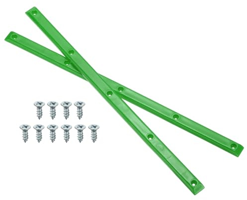 PATIKIL 1 Pair Rib Bones Rails, Stable and Flexible Skateboard Rails for Deck with Screws Reduce Friction for Long Board Skateboard(Green)