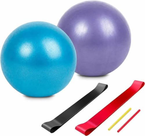 Pownert Pallone da Pilates 22 cm con cintura elastica, palla da gravidanza, palla da yoga, ideale per yoga, esercizi, fisioterapia, allenamento del tronco, forza, equilibrio e stabilità