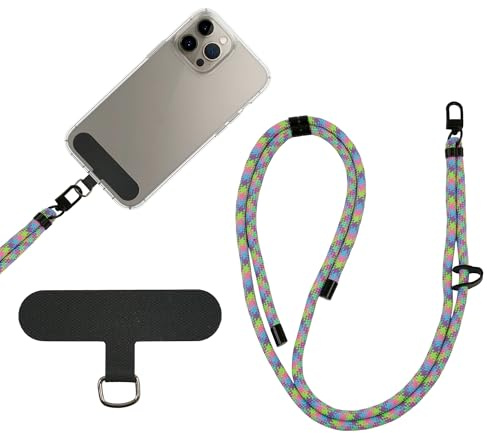 SINAKICO®️ Cuerda para movil | Cordón para Móvil Cuello + Parche Universal | Correa con Phone Strap | Cuerda Antipérdida para Colgar | Colgante Móvil y Llave(Tricolor)