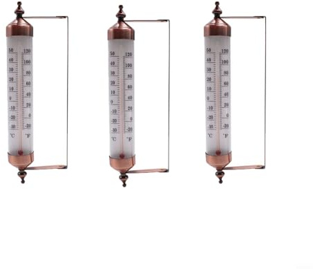 Metall thermometer innen außen, 10 Zoll Stahlkonstruktion ohne Batterien mit Dualskala Fahrenheit/Celsius, aussenthermometer wetterfest für Garten, Haus, Küche, Pool, Büro, Schule, Lager, Hotel