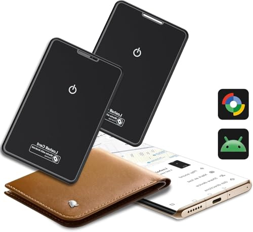2026 Nouveau (Uniquement Android) Bluetooth Wallet Smart Tracker Card Lot de 2 Fin 1.6mm, 5 Ans Batterie, IP68 Imperméable, Fonctionne avec l'app Google Localiser, pour Portefeuille/Valise/Bagage,Noir