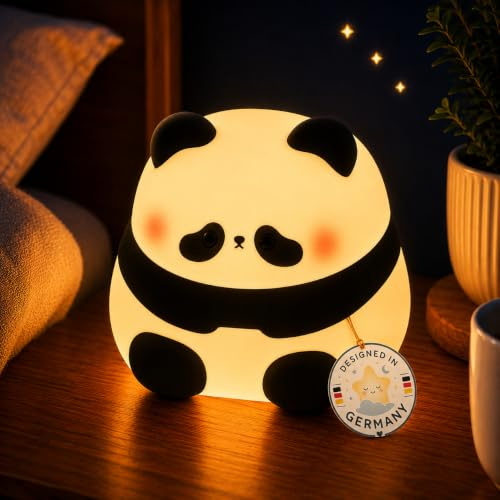Winkee Nachtlicht Kinder Panda Momo LED dimmbar aus Silikon BPA-frei | Wiederaufladbar, 30-Minuten-Timer und Touch Steuerung, sanftes Kinderlicht für Babyzimmer, Schlafzimmer und Stillzeit