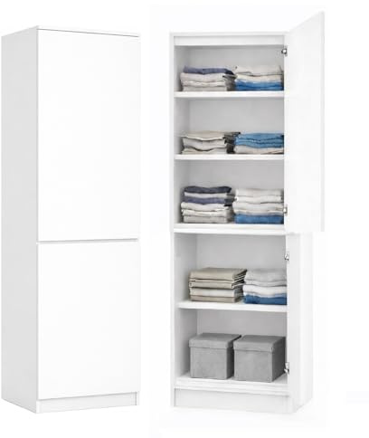 KUBUTKU Armadio multiuso con 2 ante e 5 scomparti, armadio universale per ufficio e casa, 180,5 x 50 x 40 cm (bianco)