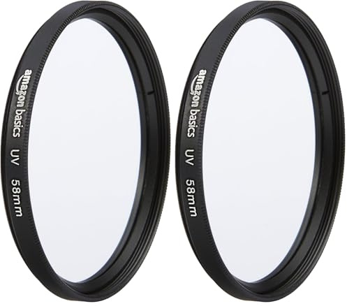 Amazon Basics 58 mm Filtro de Protección UV Circular para Imágenes Más Claras, Protege contra el Polvo, la Suciedad y los Arañazos (Paquete de 2)