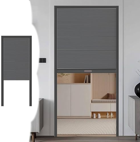 Xyrona Serranda a Rullo Porta a Serranda Grigia con Chiusura a Scatto, Tapparella Avvolgibile Isolante e Insonorizzata Senza Guide Inferiori, Manuali per Armadi/Guardaroba(20x34in/50x85cm)