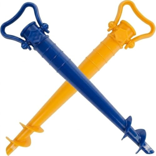 Aquadelos X2 Porte-parasol de plage. Insérez le parasol dans le sable. Pied de parasol robuste, léger et durable. Support de plage Idéal pour les accessoires de plage.