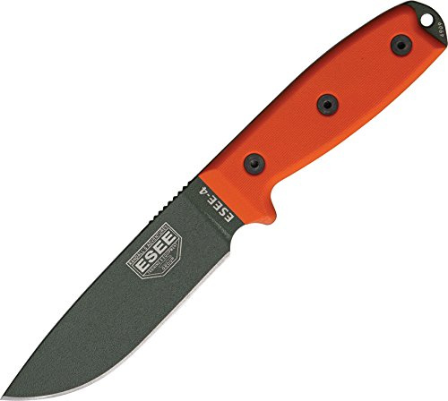 ESEE ES4PKOOD utomhuskniv bladlängd: 11,43 cm modell 4 vanlig kant, rostfritt stål, flerfärgad