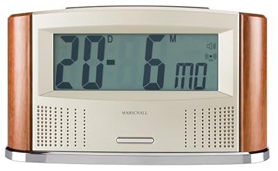 Marschall Deutsch sprechende Funk-Weckuhr mit Thermometer I 1030 I Großes LCD Display I Ansage von Zeit, Datum, Weckzeit, Temperatur I Perfekt für Senioren, Blinde und Demenzkranke
