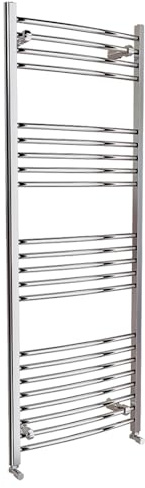iBathUK Zypher Curved Wall Mounted Heated Towel Rail, 22 Column Steel High Thermal Output Hydronic Central Heating, Round Curved Designer Towel Radiator in Chrome, 1600 × 600mm