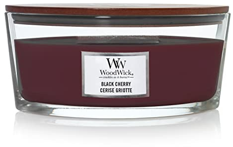 WoodWick Ellipse Duftkerze | Black Cherry | mit knisterndem Docht | Brenndauer: Bis zu 50 Stunden