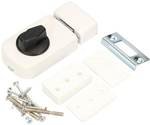 KOTARBAU® Serratura 60 mm supplementare Bianco serratura a cassetta serratura per porte serratura supplementare senza cilindro chiusura aggiuntiva catenaccio nottola