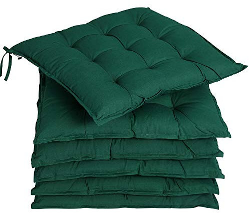 Detex 6X Cojines para Sillas 43x39 Verde Viscoelásticos Almohada Asiento Interior Exterior Correas de Sujeción