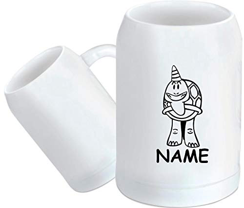 Shirtstown Chope à bière, animaux amusants avec nom au choix, tortue licorne, licorne, tortue, verre à bière, mesures, dictons logo animaux zoo naturel.