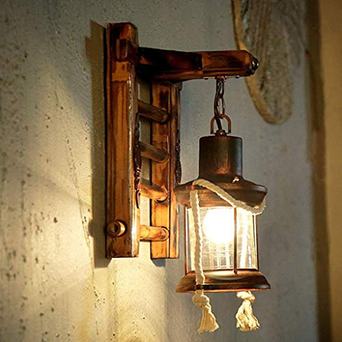 AHQX E27 Holz Retro Wandleuchte Kreativ Harz Vintage Antik Nostalgie Hanfseil Rustikale Wandlampe Glas Lampenschirm Korridor Treppen Schlafzimmer Gang Bar Cafe Esszimmer Küche Wohnzimmer Wand Lampe …