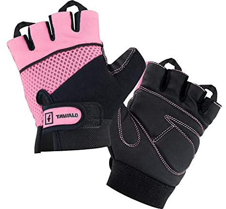 TAVIALO Fitnesshandschuhe Damen mit Leder - Trainingshandschuhe S M | Anti-Rutsch Gym Handschuhe für Kraftsport Gewichtheben | Handgelenkstütze