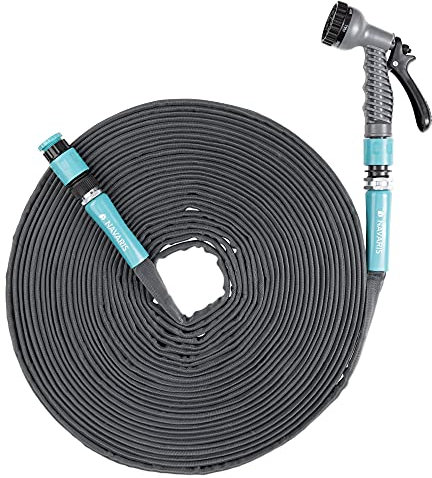 Navaris Tubo Piatto da Giardino 22,5 m Ø 11-13mm - con Irrigatore a Pistola e Connettore EU in Alluminio - Getto Acqua Regolabile - Extra Resistente