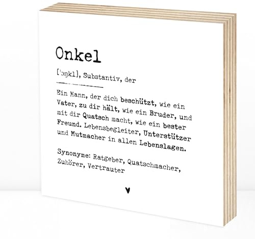 Wunderpixel® Holzbild Definition Onkel - 15x15x2cm zum Hinstellen/Aufhängen, echter Fotodruck mit Spruch auf Holz - schwarz-weißes Wand-Bild Aufsteller Dekoration Geschenk-Idee