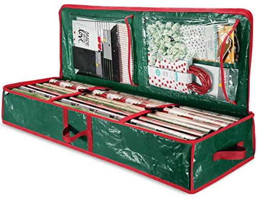 RZXBB Geschenkpapier Aufbewahrung,Aufbewahrung für Geschenkpapier,Aufbewahrung Geschenkpapierrollen,Geschenkpapier Organizer mit Innentaschen,Wrapping Paper Storage Reißfest und Wasserdicht (Green)