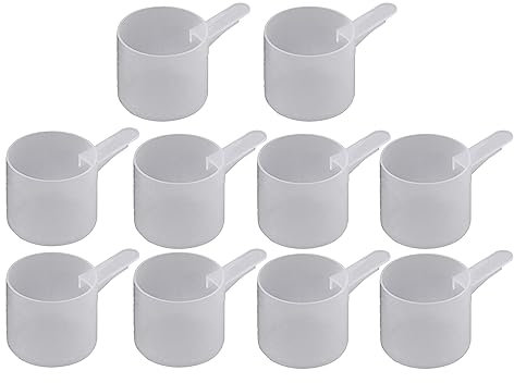 60 mL Plastic Measuring Packaging Scoop (= 60 cc/ = 4 tablespoon/ = 2 fl oz), Short Handle - to Measure and Dispense Spices, Granules, Powders, for Seeds Packing made in USA (10)