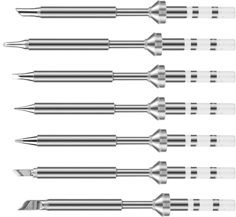Yosoo Health Gear 7 Mini-Lötspitzen aus Edelstahl Ersetzen den Ts100-Lötkolben, Tragbares Outdoor-Lötkolben-Set, Mini-Digital-Lötkolben-Ersatz (7Pcs)
