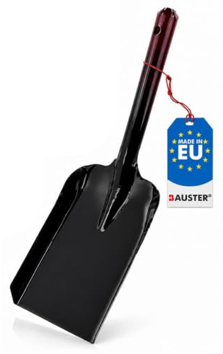 BAUSTER® Metallschaufel schmal 410 x 115 mm – robuste, lackierte Kehrschaufel | Kohleschaufel für Kamin & Ofen | stabile Stahlschaufel für Kohle, Asche & Schmutz