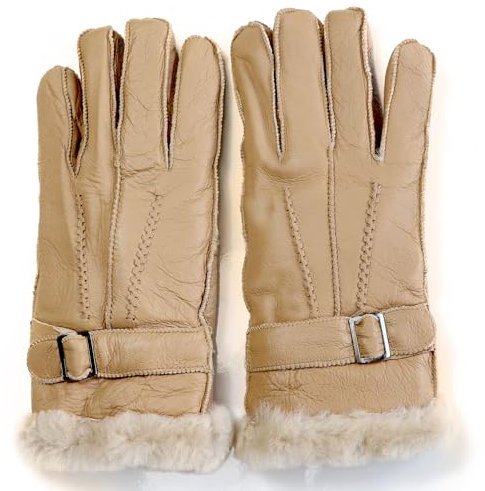 Woolous Handschuhe Herren Winter, Thermo Lammfell MäNner Handschuhe, Wolle GefüTterte Winterhandschuhe mit Verstellbarer Stulpe, Superwarme und Weiche Braune Gloves für Kaltes Wetter, TäGlich