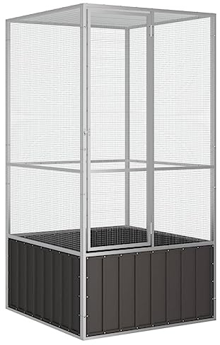 KOIECETA Vogelkäfig Anthrazit 111x107x211,5 cm Verzinkter Stahl