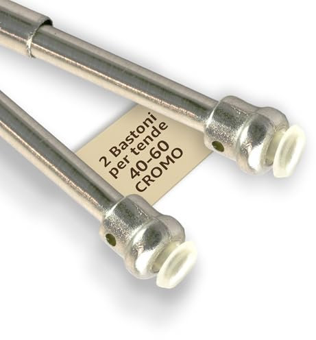 SONIT - Bacchette Per Tende Senza Forare Estensibili - Bacchette Per Tende A Vetro - Fissaggio Senza Trapano - 40-60cm - 2 Pezzi - Cromo