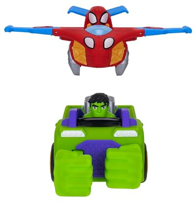 MARVEL Spidey and His Amazing Friends Team Up Tank - Combining 6-Inch Hulk Smash Tank and 4-Inch Spidey Glider Jet