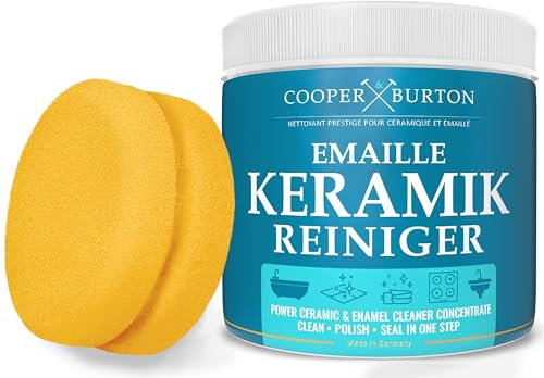 Detergente per ceramica smaltata, porcellana, vetro e ceramica, per la pulizia e la cura dei rubinetti, per il bagno, il lavandino, il lavandino, la pulizia del campo in vetroceramica, 0,5 kg + spugna