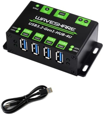 Hub USB 3.2 Gen1 à 4 canaux - 4 ports USB 3.2 Gen1 étendus - Transmission ultra-rapide USB 3.2 Gen1 5 Gbit/s - Compatible avec les systèmes Windows/Linux/Android, aucun pilote nécessaire, Plug and