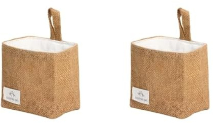 TENEBRALUX Cesta pequeña de almacenamiento colgante de algodón y lino para escritorio, ideal para organizar llaves y artículos diversos. (2)