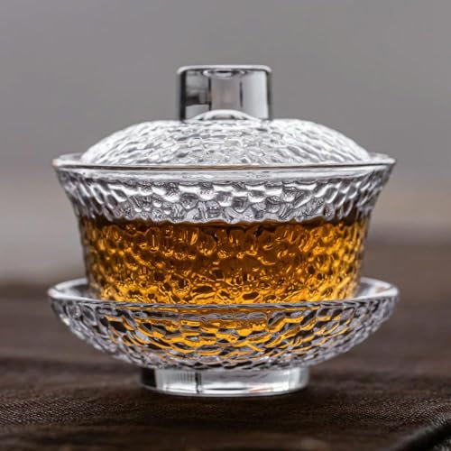LIUBI Sopera de Cristal Antideslizante Resistente Gaiwan de 125 ml