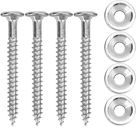 4 Sets Gitarrenhals-Verbindungsbuchsen, Edelstahl-Gitarrenhalshülsen mit Schrauben, Verbinden Korpus und Hals von Gitarrenwerkzeugen (SILVER)