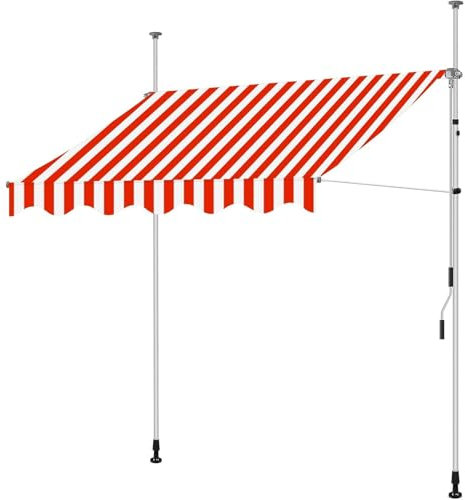 xjdagaoge Einziehbare Markise, Markise ohne Bohren, Außenmarkise mit Kurbel, Terrassenmarkisen, wasserdichte Türmarkise außen für Fenster, Decks, Veranden(120 * 400cm/4 * 13ft)