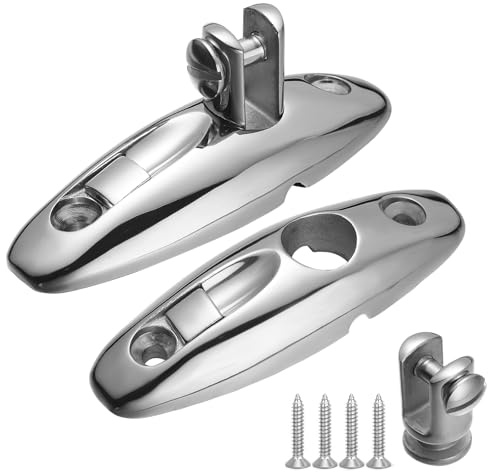 DIALESHU Schnellverschluss Boot Bimini Top Schwenkdeck-Scharnier aus 316 Edelstahl, 9,2 cm Länge, 360-Grad-Schwenkdeck-Seitenmontagescharnier inklusive Schrauben (2 Stück)