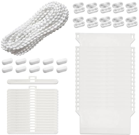 TPTGIAR Zubehör für Lamellenvorhang, Lamellenvorhang Ersatzteile mit 10m Kette und Rollo Kettenverbinder, Universal Kunststoff Reparatur-Set für Vertikale Jalousie für DIY-Ersatz, 89 mm