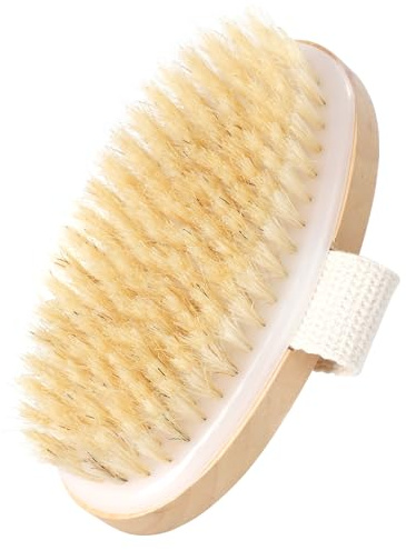 Trockenbürsten Ovale Bürste, Soft-Bristled Badebürste für Körper, Holz Peeling Dusche Trockenbürste für glatte Haut, Durchblutungsverbesserung