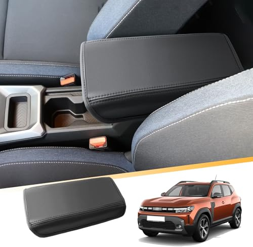 LFOTPP Central Armrest Cover, Compatible with Dacia Duster 3 2024 2025 Centre Armrest Cover, Dacia Duster III from 2024+ Armrest Covers Cushion PU Leather Armrests Centre Console Protection Box Lid