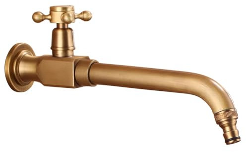 SXWYLZ Vintage Brass Kitchen Tap Sink Cold Water Tap Single Handle 360 Degree Adjustable Wall Mounted Tap Bathroom Washbasin Swivel Taps Basin Tap