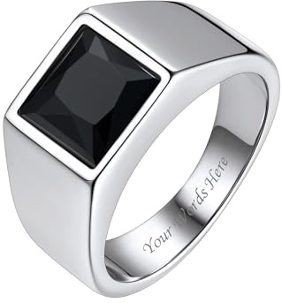 Bestyle 8 * 8mm | 15 * 15mm Cubic Zirkonia CZ Band Ringe für Männer Edelstahl Ring Synthetischer Edelstein Geburtsstein Herrenring Biker Ring Pinky Schmuck Größe 54-72