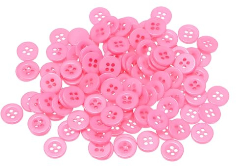 QUARKZMAN 100 Stück Knöpfe 11,5mm Bastelknöpfe Rosa Nähknöpfe Harz Rund Flach 4-Loch Kunststoffknöpfe für Nähen DIY Handwerk Scrapbooking Dekorieren Kleidung Mänteln Blusen Hemden