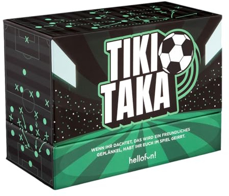 hellofun!, Tiki Taka, Gesellschaftsspiel, Fußballspaß für Fans, Legendäre Tore nacherleben, Aufregende Elfmeterschießen in Erinnerung rufen, Für mindestens 4 Spieler ab 14 Jahren